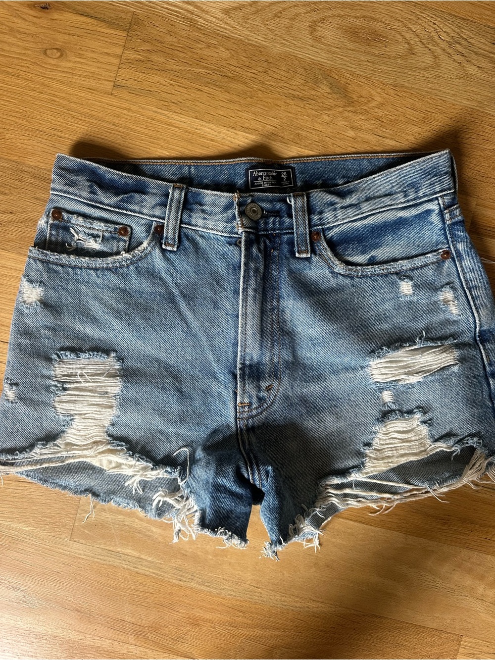 Abercrombie & Fitch Light Blue Distressed Denim Cutoff Shorts
